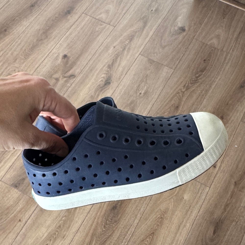 Navy Perforated Slip-On Casual Sneakers